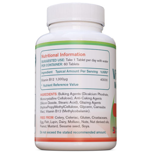 A to Z Pure Health Vitamin B12 Methylcobalamin, 60 Tablets